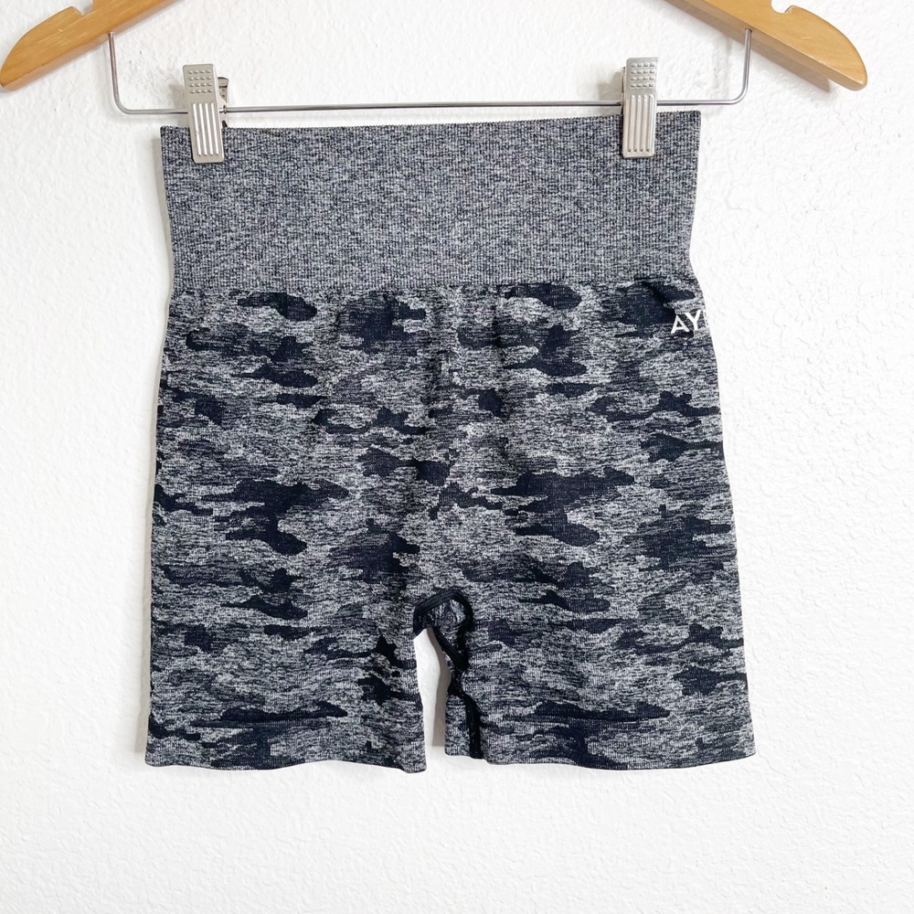 AYBL Womens Camo Seamless Shorts Grey High Waisted Gym Athletic Size S